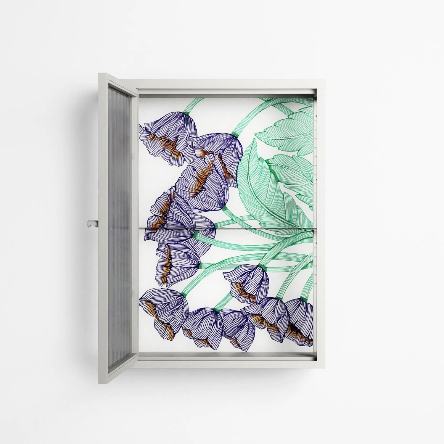 Tulips Purple - Wall Cabinet - Katie O’Shea - Chalk - Reeded glass - Image 3