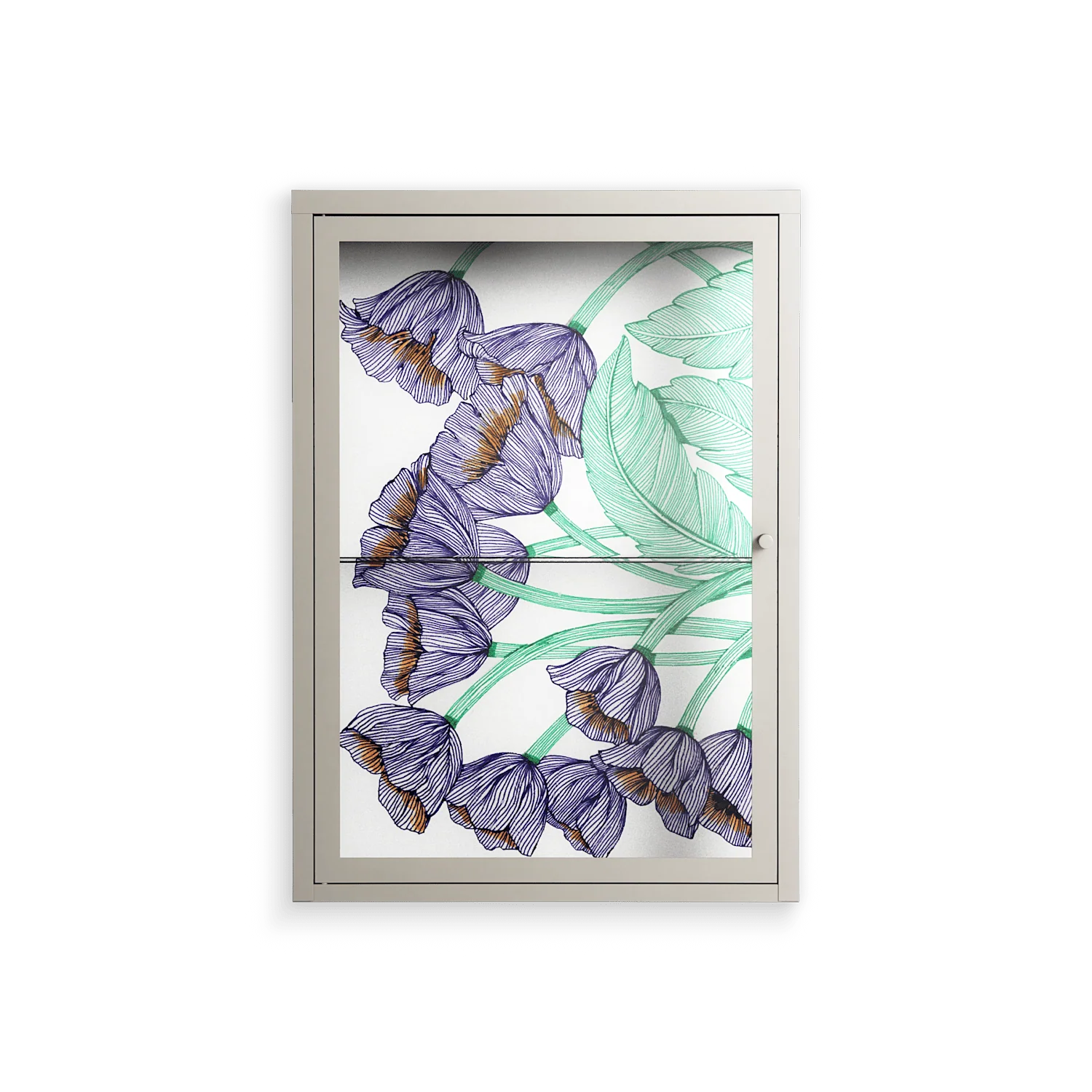 Tulips Purple - Wall Cabinet - Katie O’Shea - Pebble - Clear glass