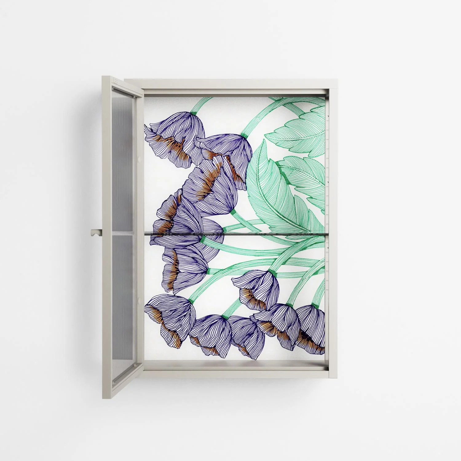 Tulips Purple - Wall Cabinet - Katie O’Shea - Pebble - Reeded glass - Image 3