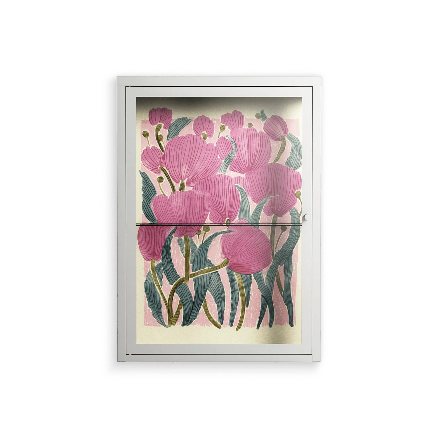 Tulips - Wall Cabinet - Katie O’Shea - Chalk - Clear glass