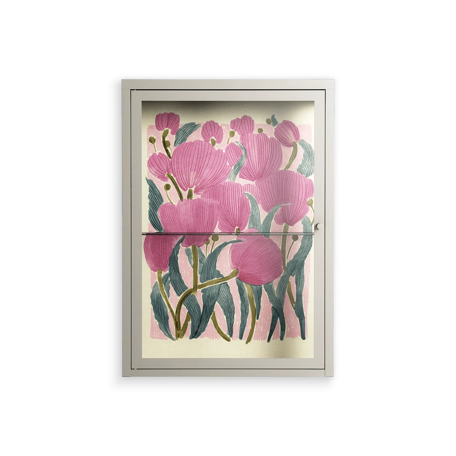 Tulips - Wall Cabinet - Katie O’Shea - Pebble - Clear glass