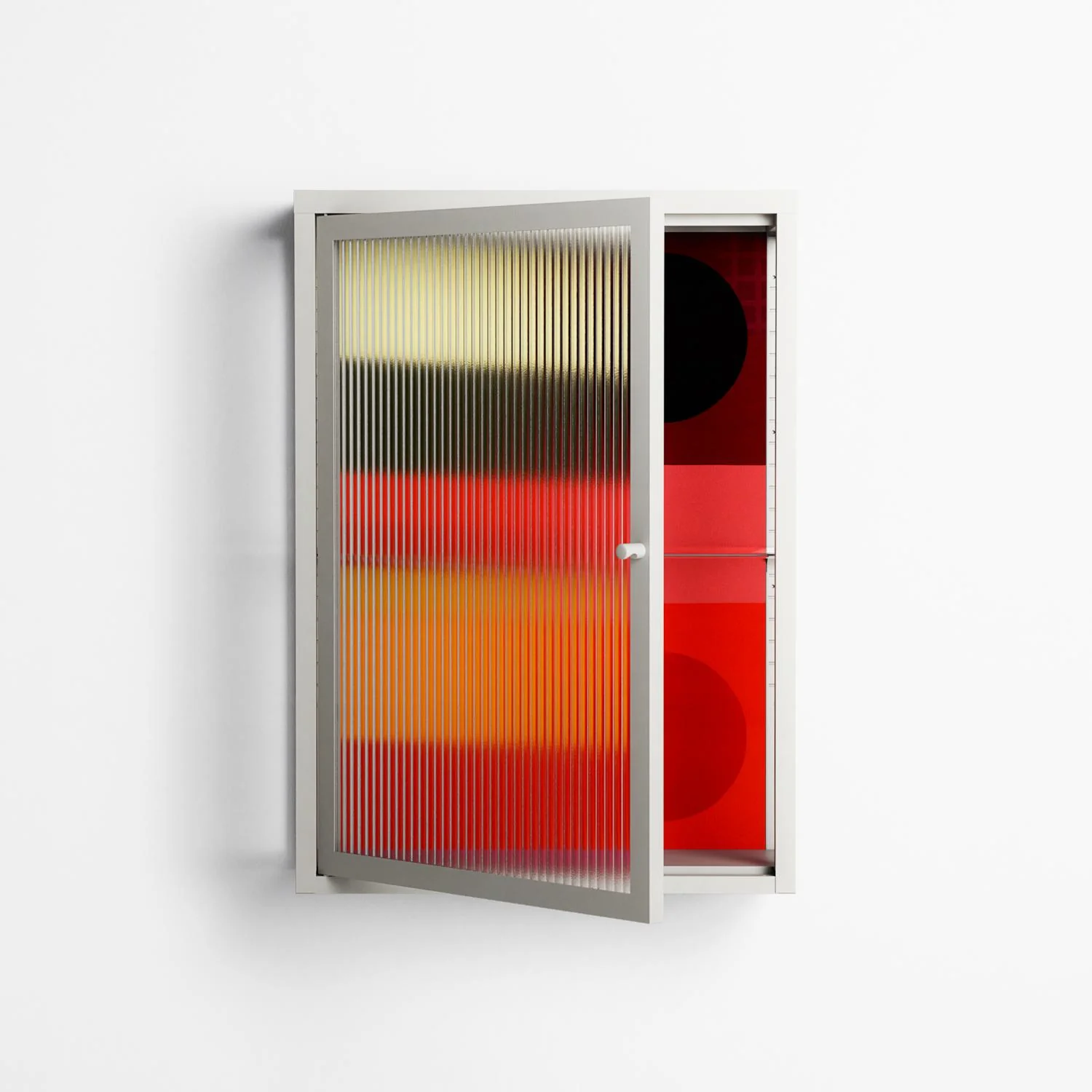 Turnstile - Wall Cabinet - Rikki Hewitt - Chalk - Reeded glass - Image 2