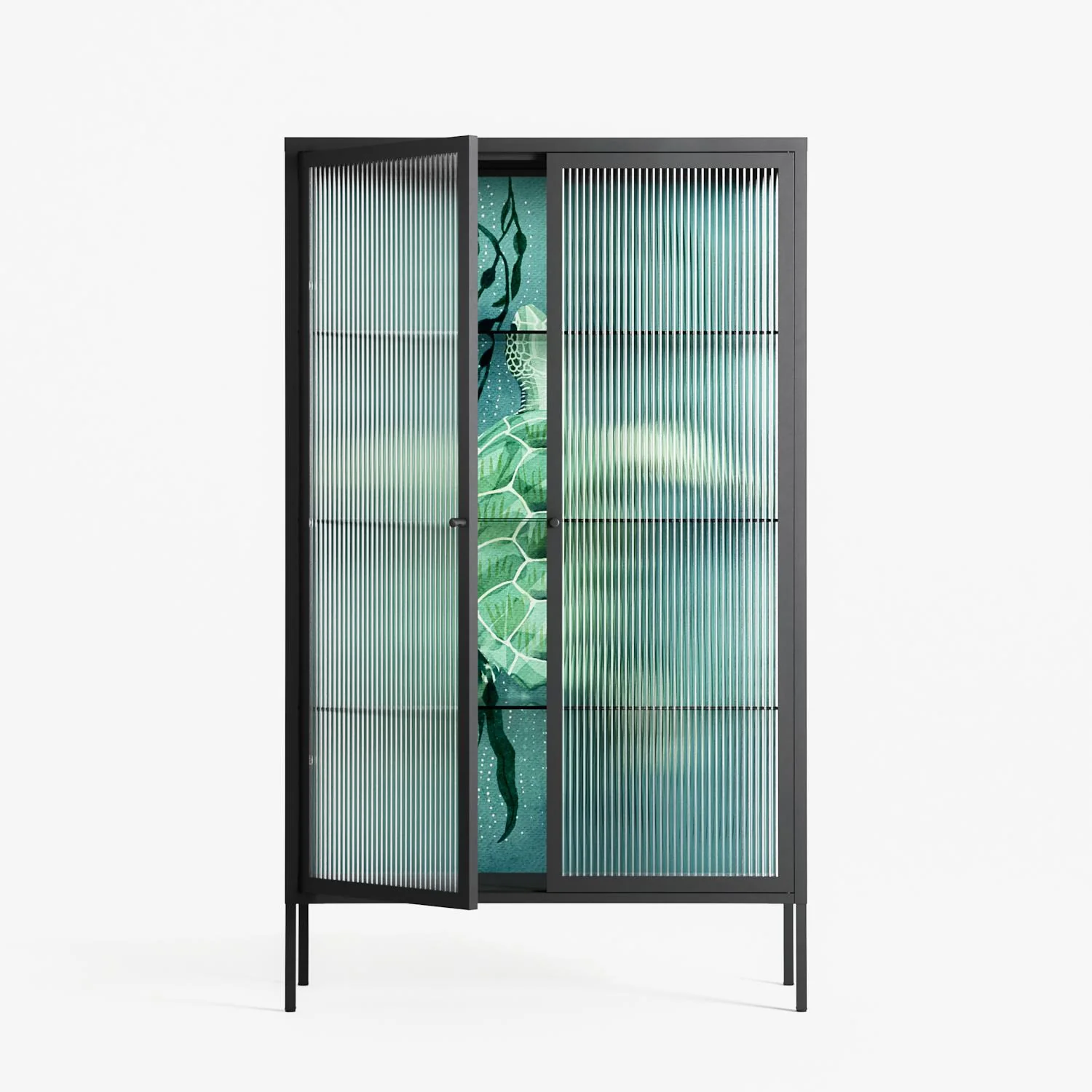 Turtle With Kelp - Cabinet - Katie O’Shea - Antracite - Reeded glass - Image 2