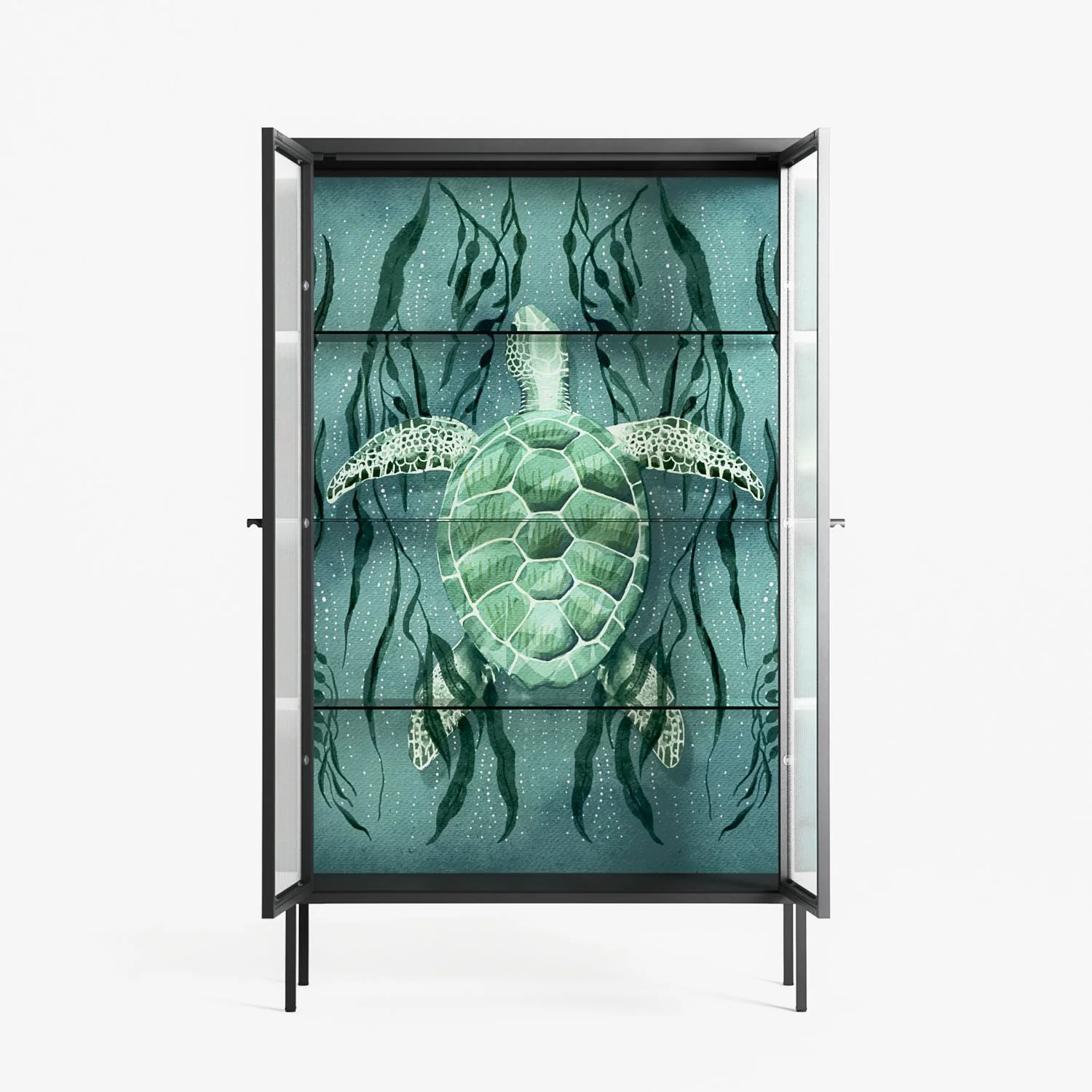 Turtle With Kelp - Cabinet - Katie O’Shea - Antracite - Reeded glass - Image 3