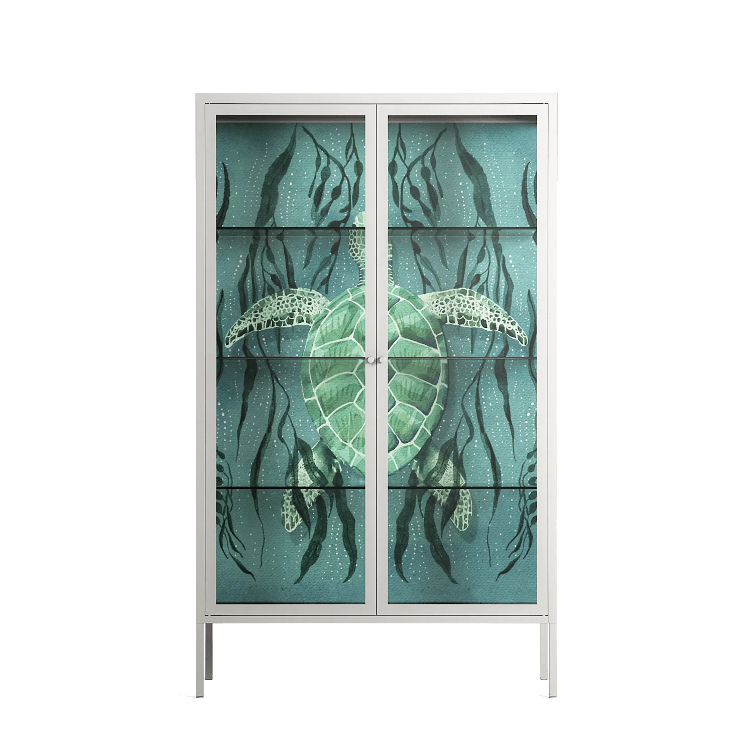 Turtle With Kelp - Cabinet - Katie O’Shea - Chalk - Clear glass