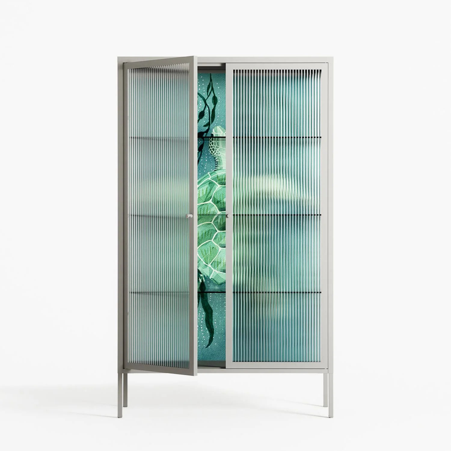 Turtle With Kelp - Cabinet - Katie O’Shea - Chalk - Reeded glass - Image 2