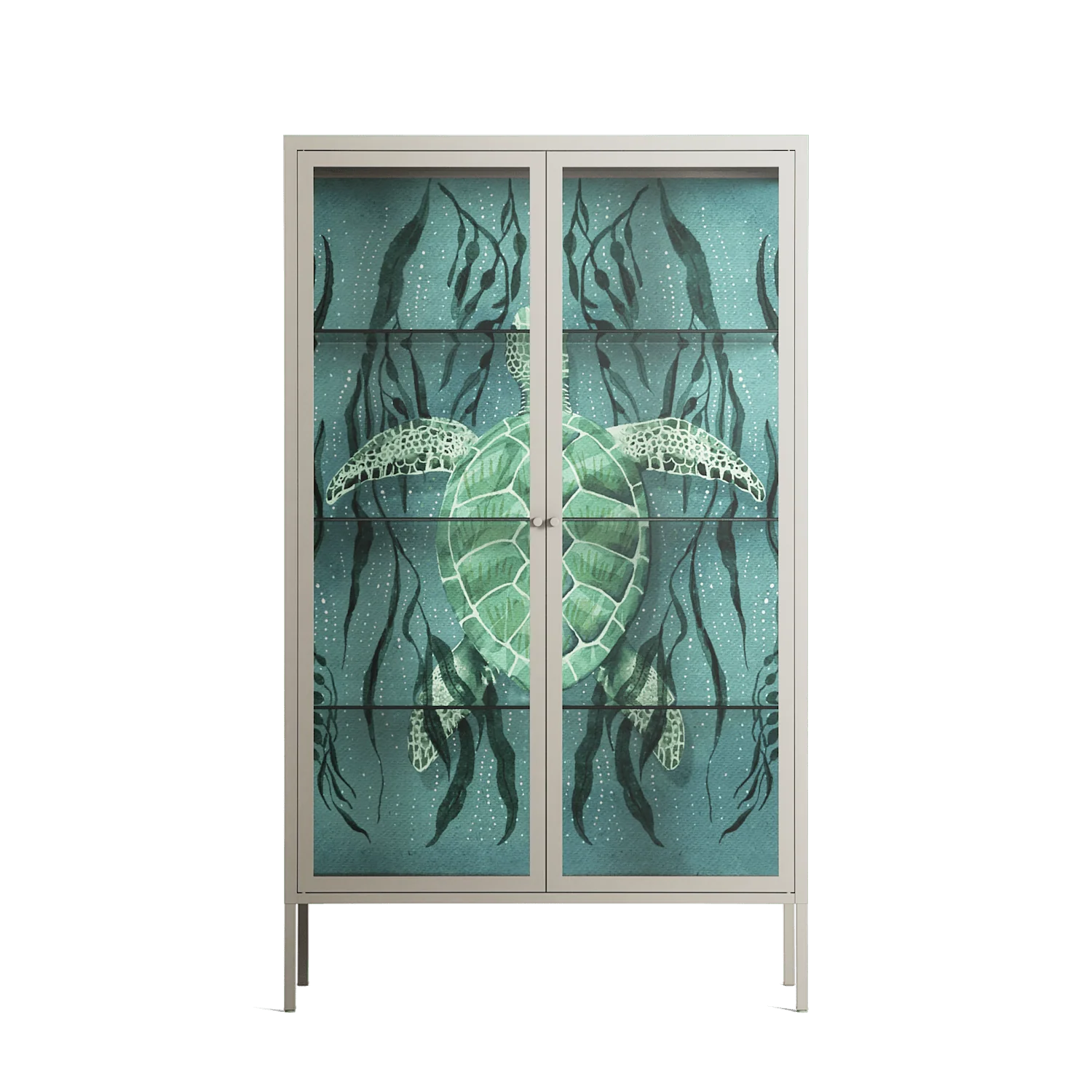 Turtle With Kelp - Cabinet - Katie O’Shea - Pebble - Clear glass