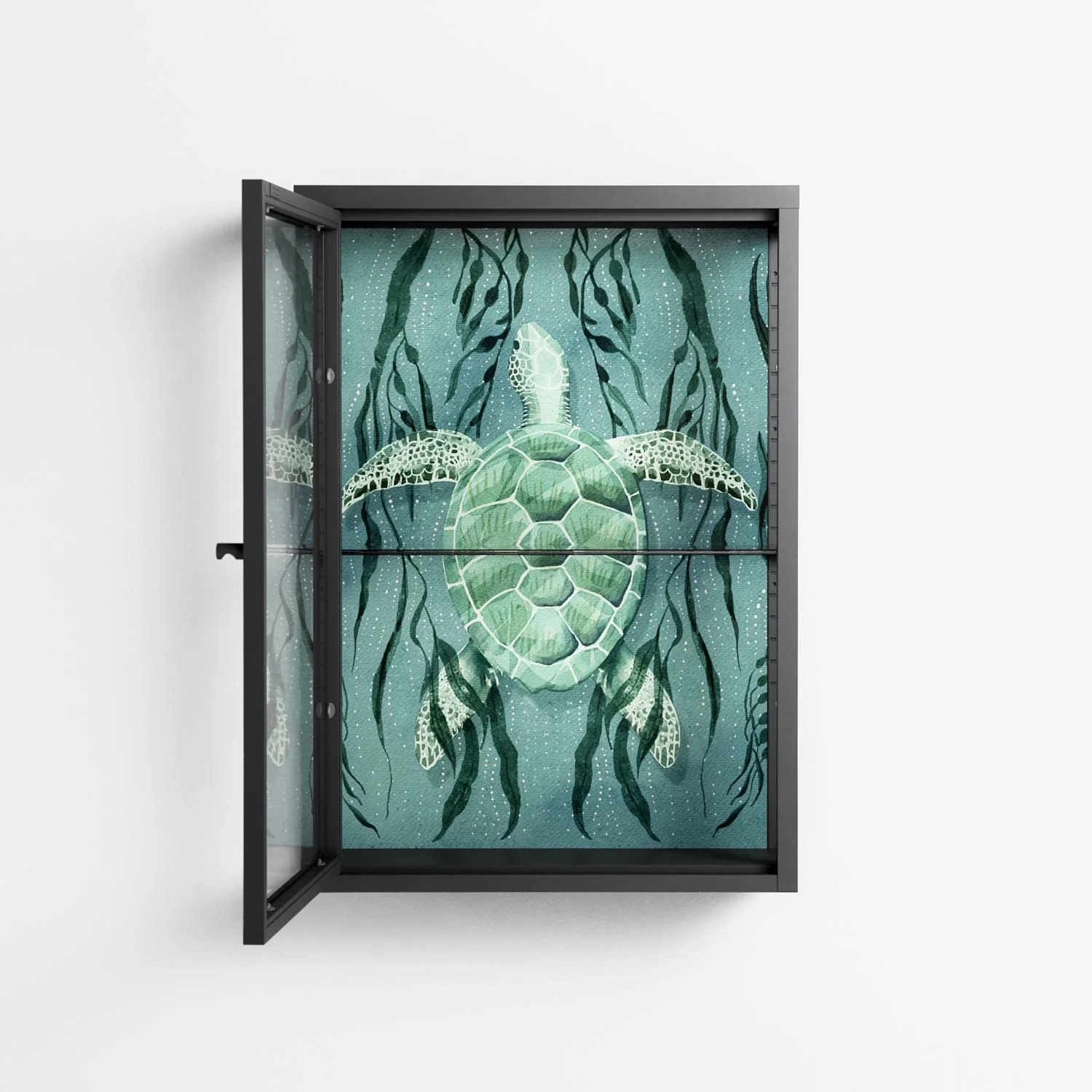 Turtle With Kelp - Wall Cabinet - Katie O’Shea - Antracite - Clear glass - Image 3