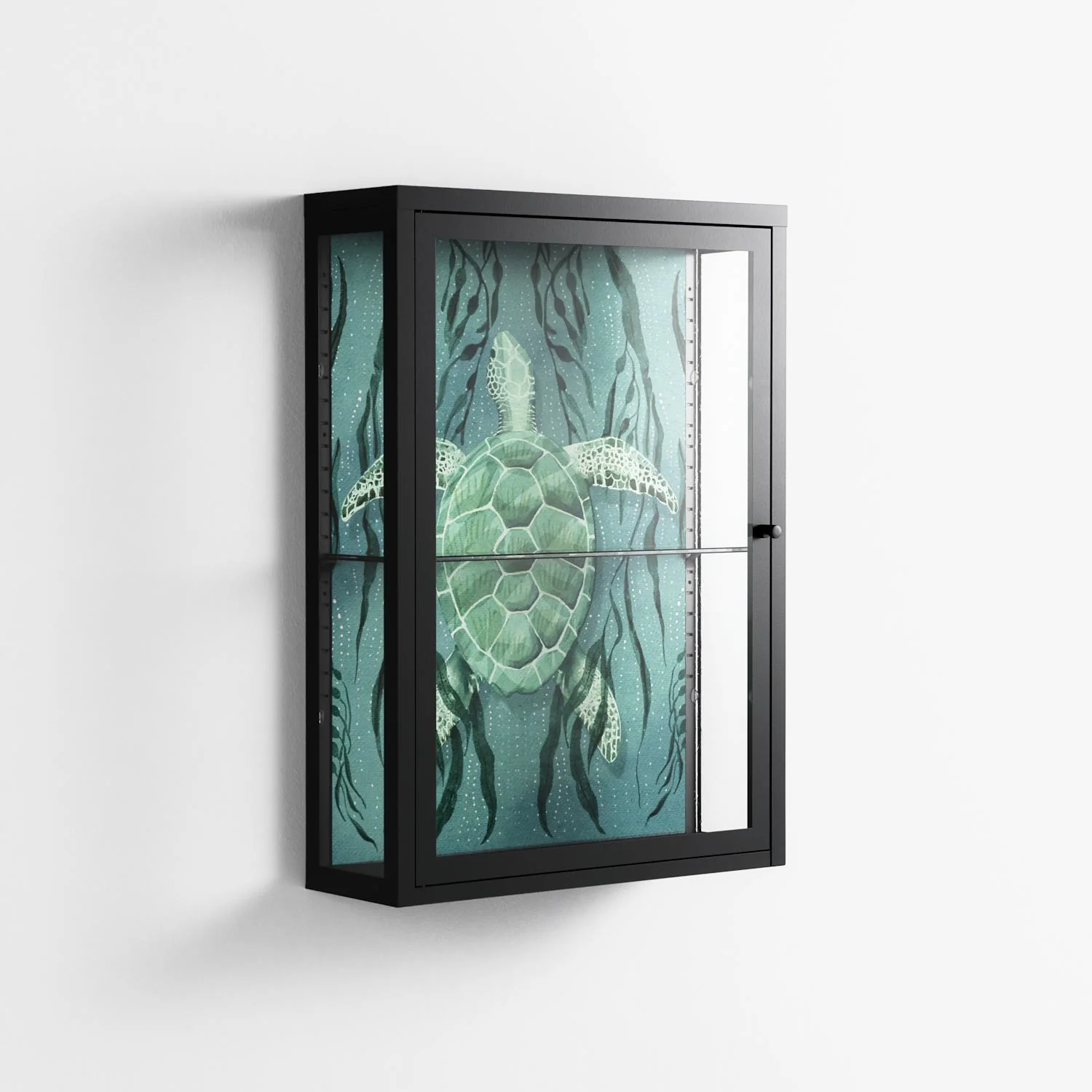 Turtle With Kelp - Wall Cabinet - Katie O’Shea - Antracite - Clear glass - Image 4