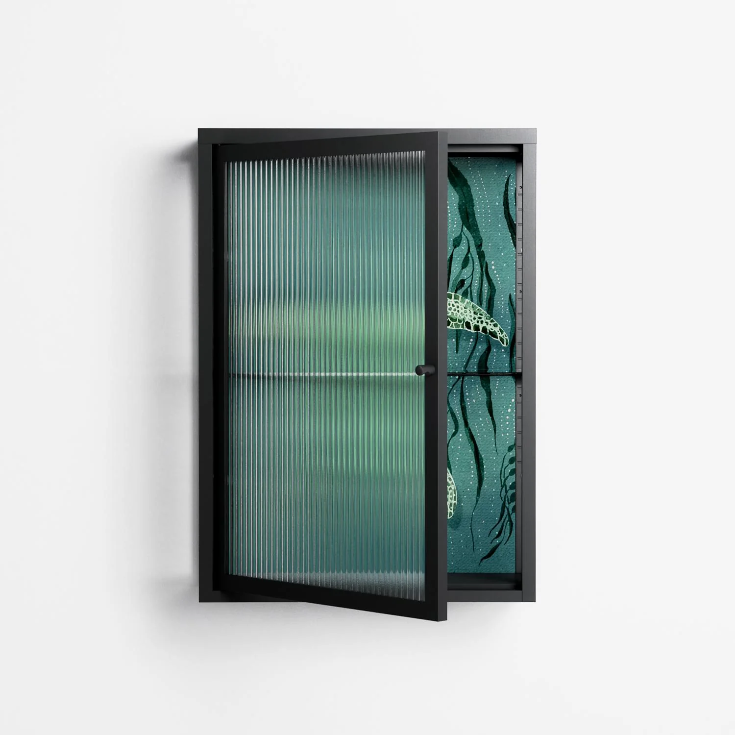 Turtle With Kelp - Wall Cabinet - Katie O’Shea - Antracite - Reeded glass - Image 2