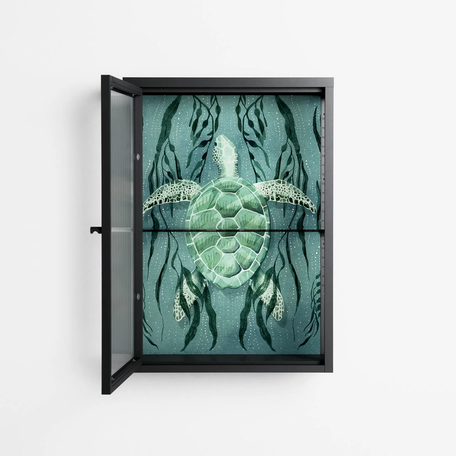Turtle With Kelp - Wall Cabinet - Katie O’Shea - Antracite - Reeded glass - Image 3