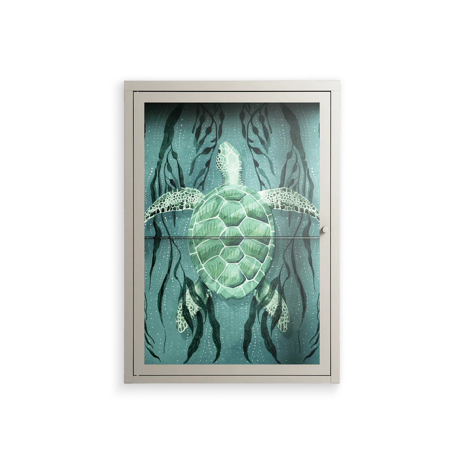 Turtle With Kelp - Wall Cabinet - Katie O’Shea - Pebble - Clear glass