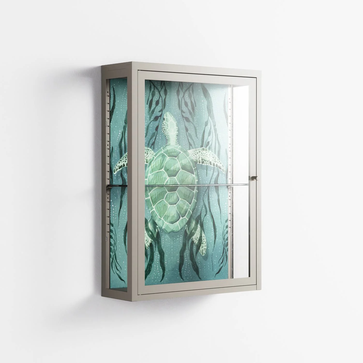 Turtle With Kelp - Wall Cabinet - Katie O’Shea - Pebble - Clear glass - Image 4