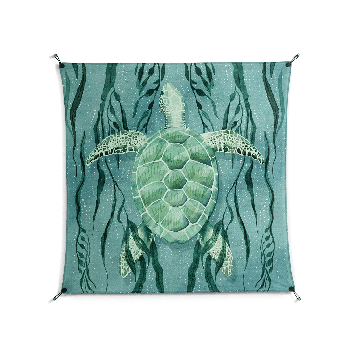Turtle With Kelp - Work On Wall - Katie O’Shea - Black - 140 x 140 cm