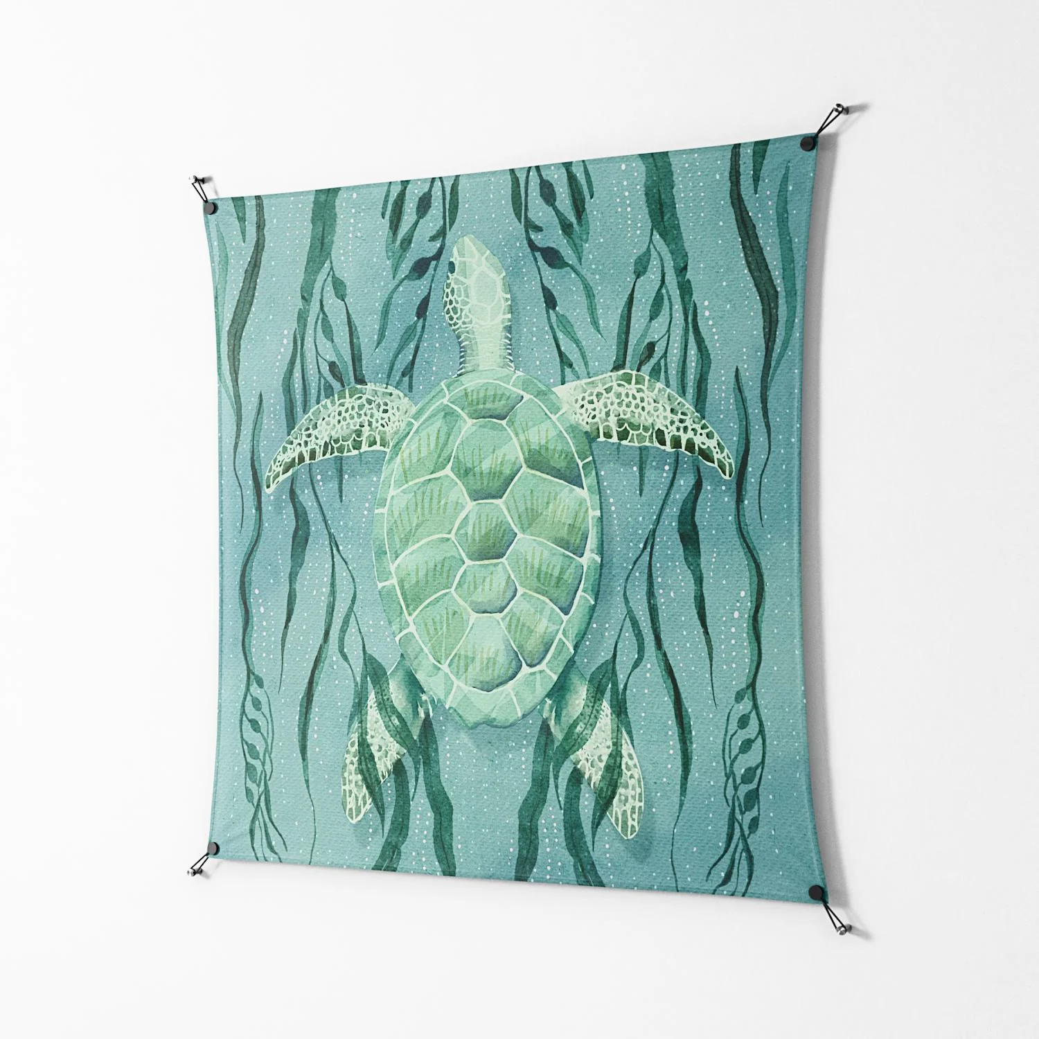 Turtle With Kelp - Work On Wall - Katie O’Shea - Black - 140 x 140 cm - Image 2