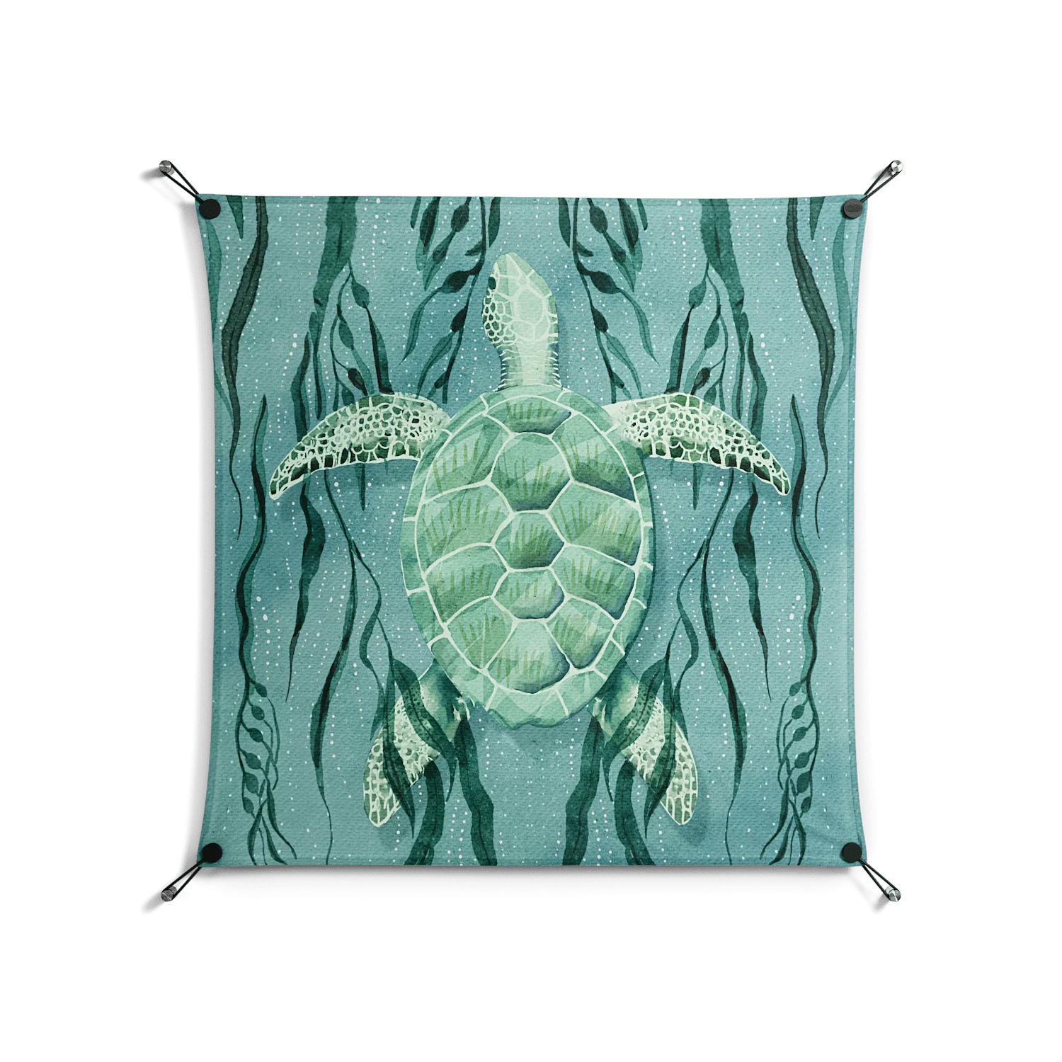 Turtle With Kelp - Work On Wall - Katie O’Shea - Black - 90 x 90 cm