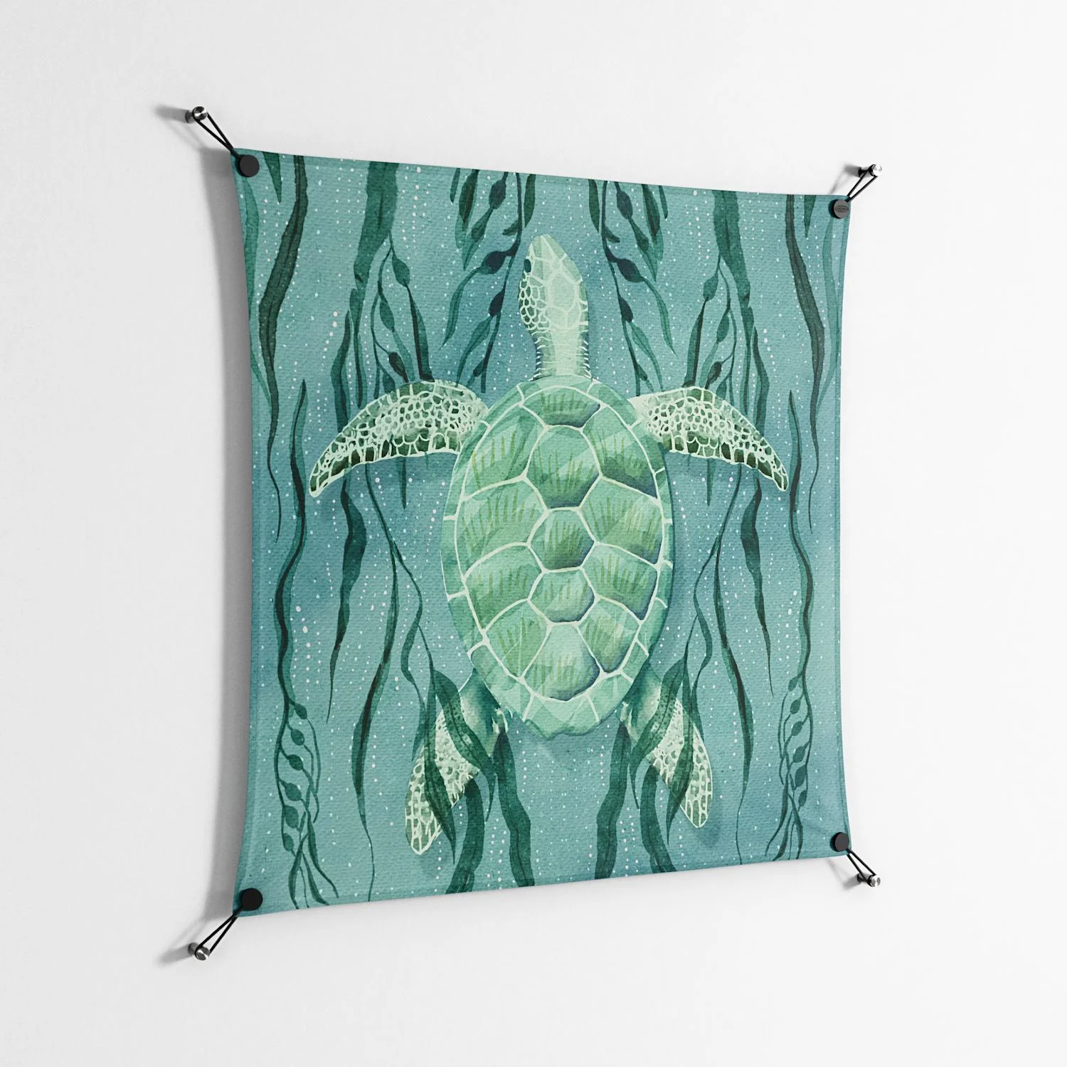 Turtle With Kelp - Work On Wall - Katie O’Shea - Black - 90 x 90 cm - Image 2