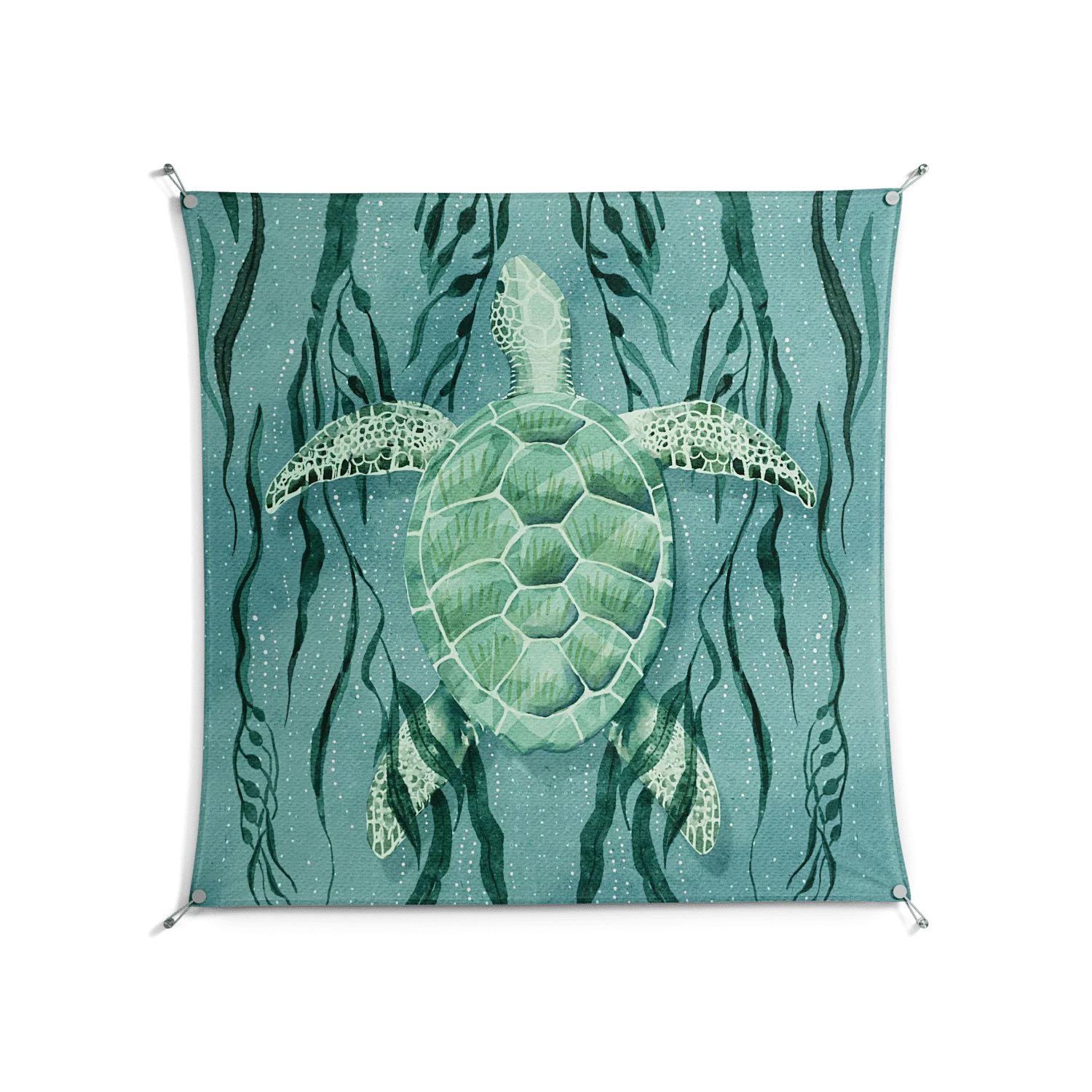 Turtle With Kelp - Work On Wall - Katie O’Shea - Silver - 140 x 140 cm