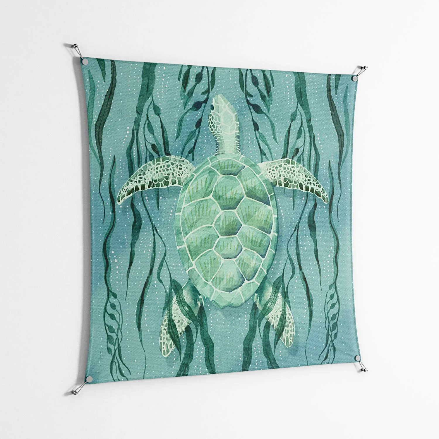 Turtle With Kelp - Work On Wall - Katie O’Shea - Silver - 140 x 140 cm - Image 2
