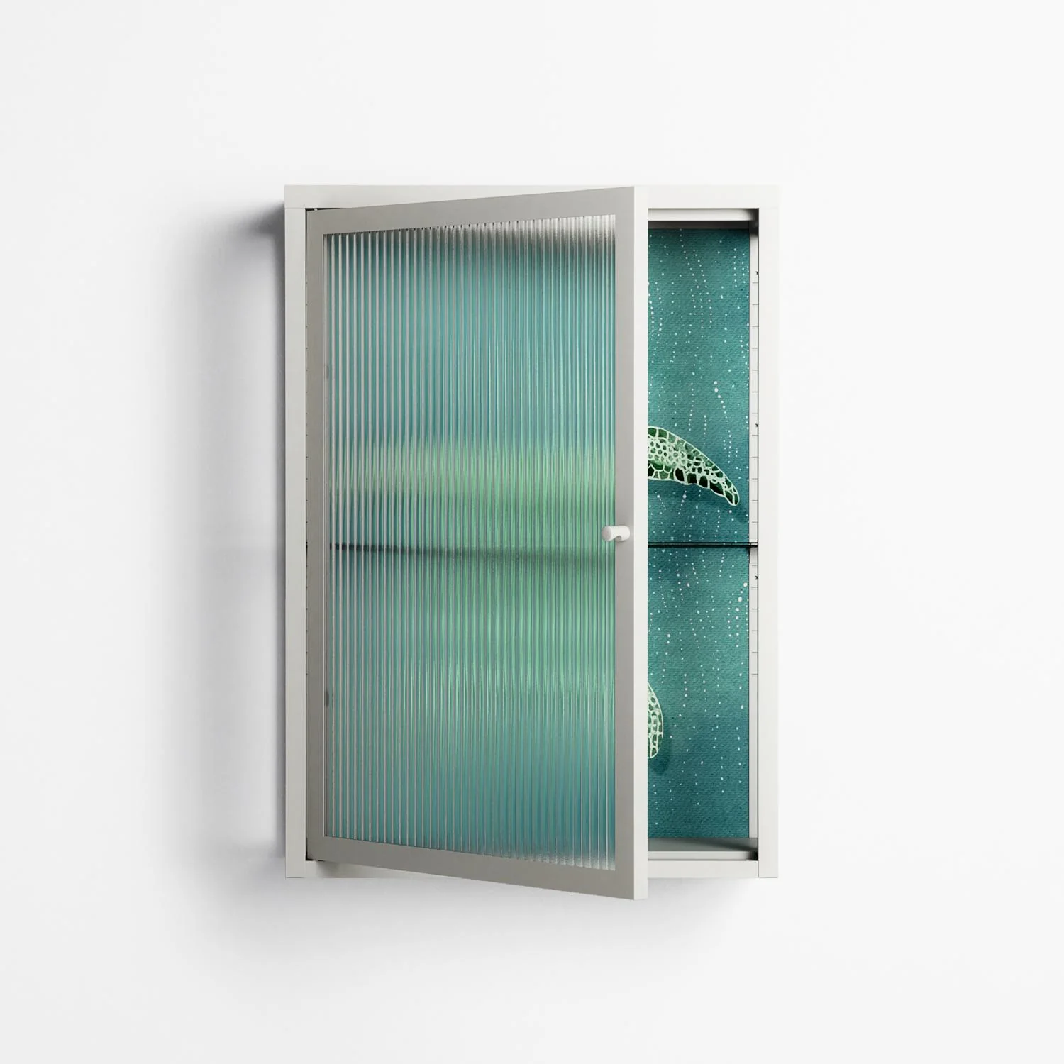 Turtle Without Kelp - Wall Cabinet - Katie O’Shea - Chalk - Reeded glass - Image 2