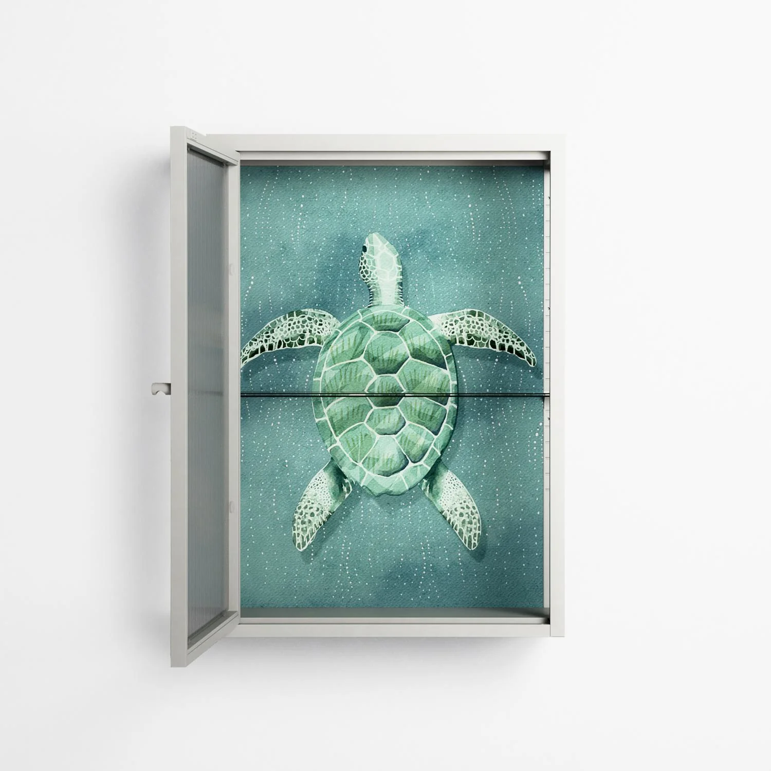 Turtle Without Kelp - Wall Cabinet - Katie O’Shea - Chalk - Reeded glass - Image 3