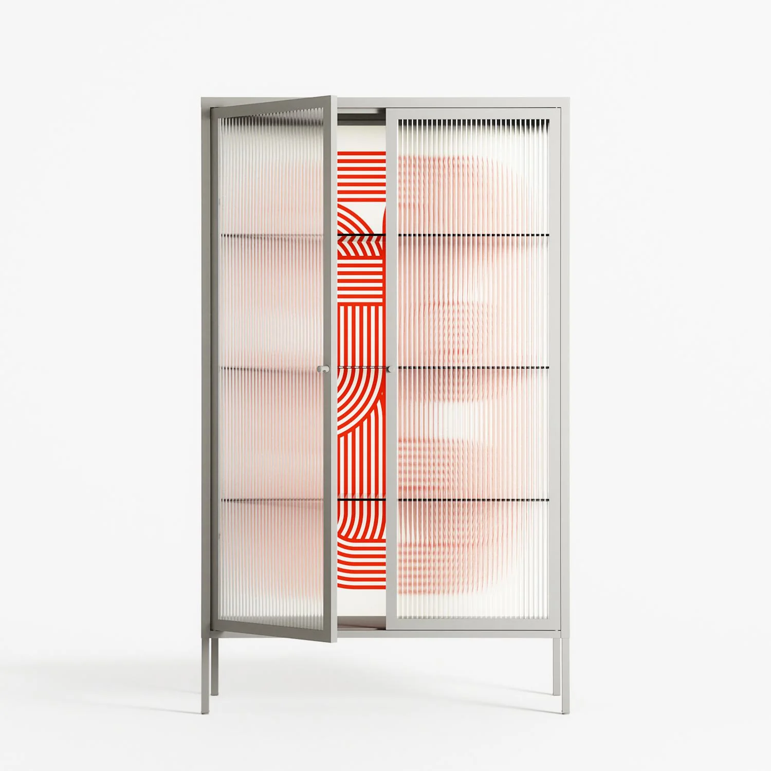 United - Cabinet - Vratislav Pecka - Chalk - Reeded glass - Image 2