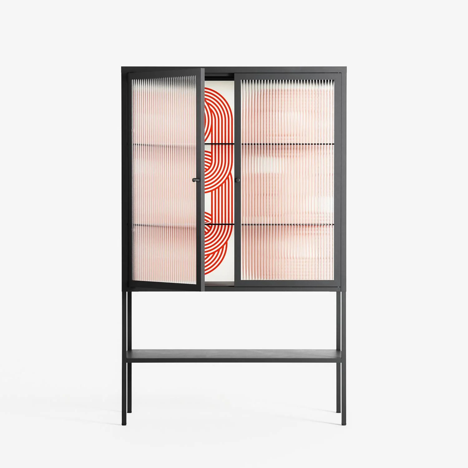 United - Loft Cabinet - Vratislav Pecka - Antracite - Reeded glass - Image 2