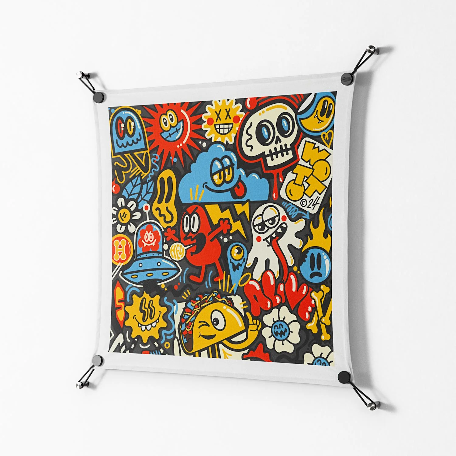 Vector Hell - Work On Wall - Craig Watkins - Black - 70 x 70 cm - Image 2