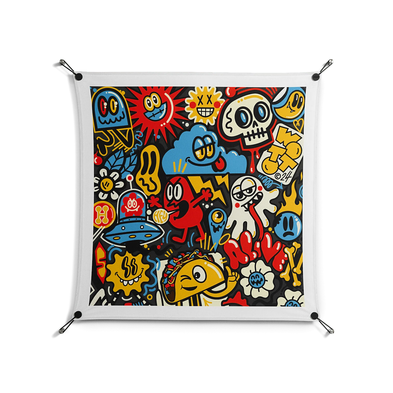 Vector Hell - Work On Wall - Craig Watkins - Black - 90 x 90 cm