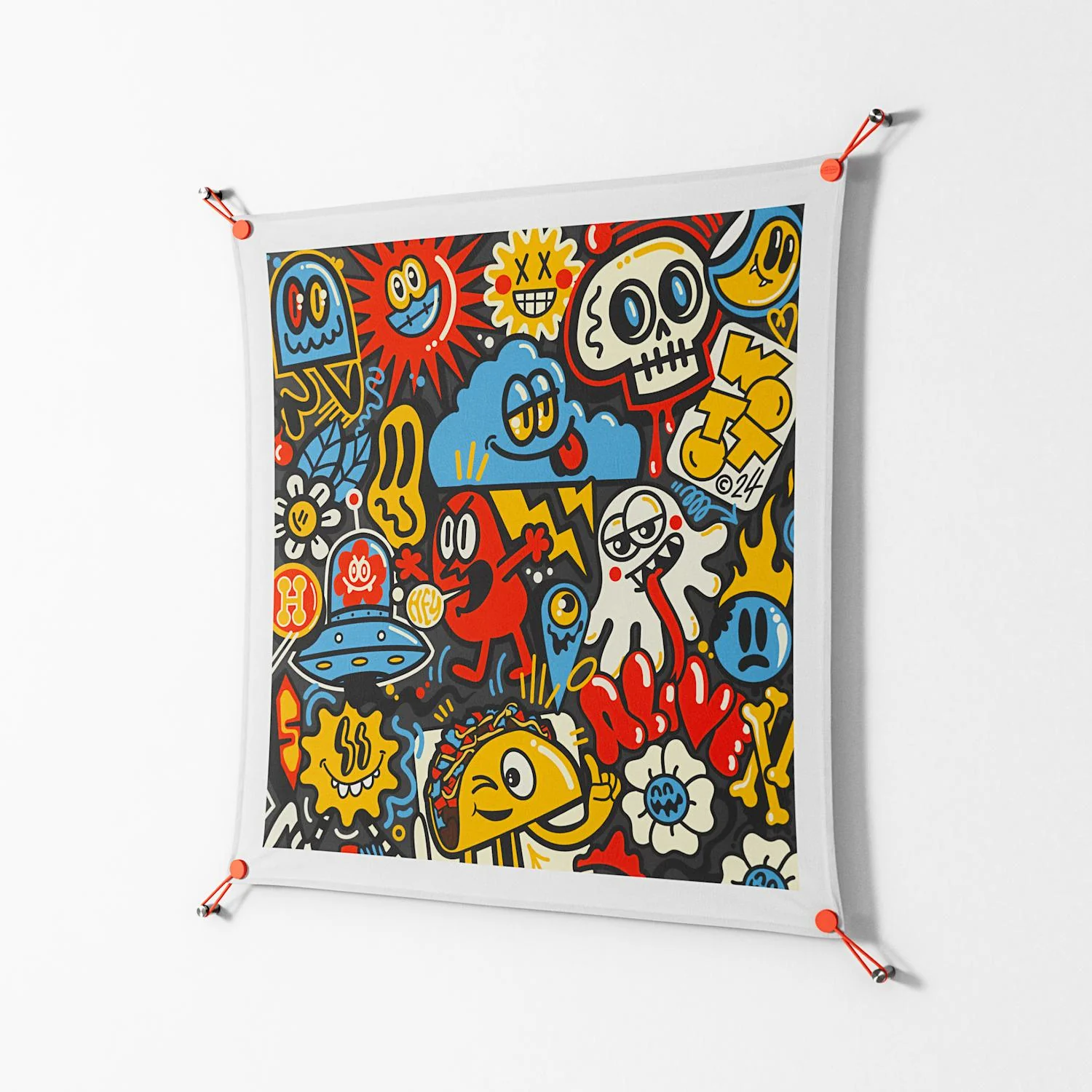 Vector Hell - Work On Wall - Craig Watkins - Orange - 90 x 90 cm - Image 2