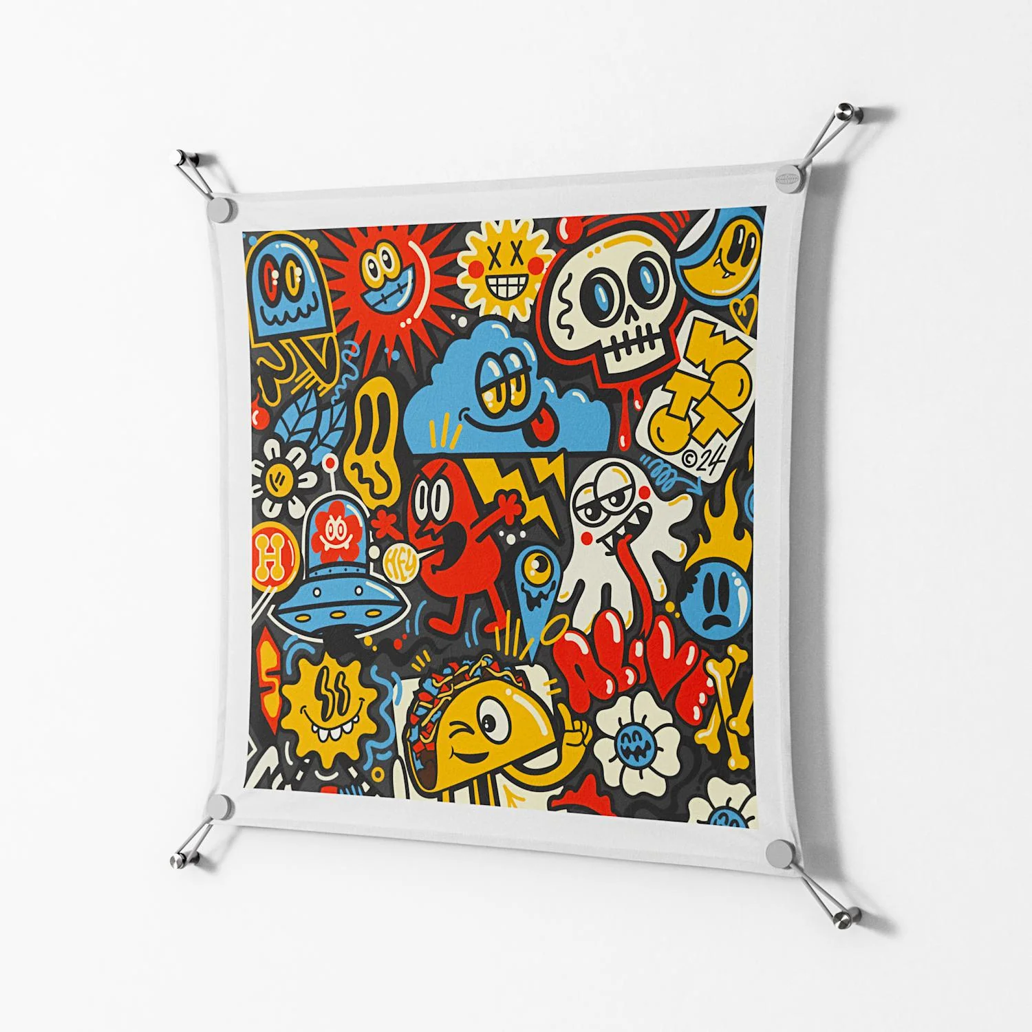 Vector Hell - Work On Wall - Craig Watkins - Silver - 70 x 70 cm - Image 2