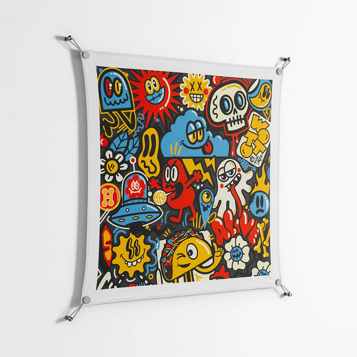 Vector Hell - Work On Wall - Craig Watkins - Silver - 90 x 90 cm - Image 2