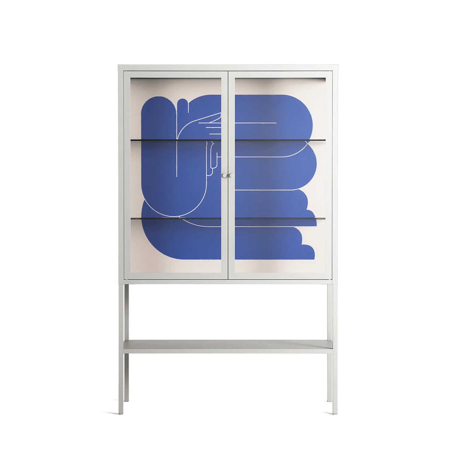 Wait 2 - Loft Cabinet - Andrea Devia-Nuño - Chalk - Clear glass