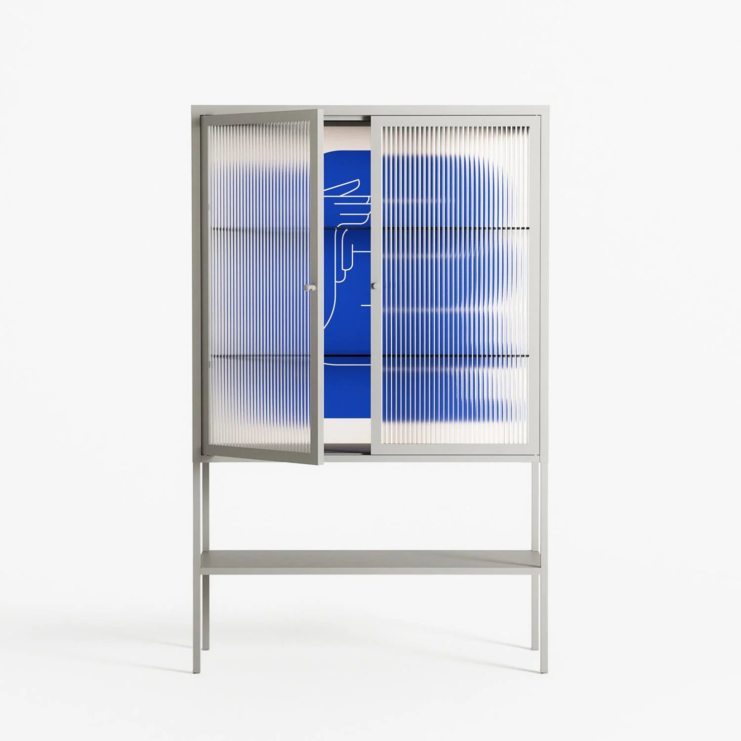 Wait 2 - Loft Cabinet - Andrea Devia-Nuño - Chalk - Reeded glass - Image 2