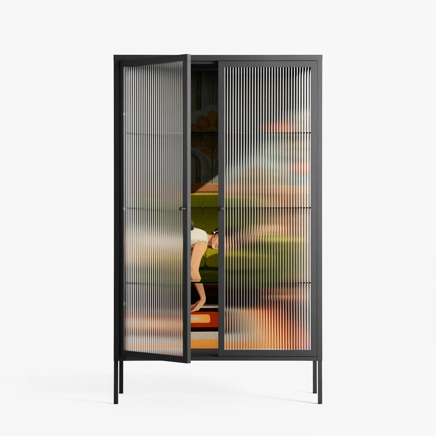 Waiting Game - Cabinet - Kristin Eriksson - Antracite - Reeded glass - Image 2