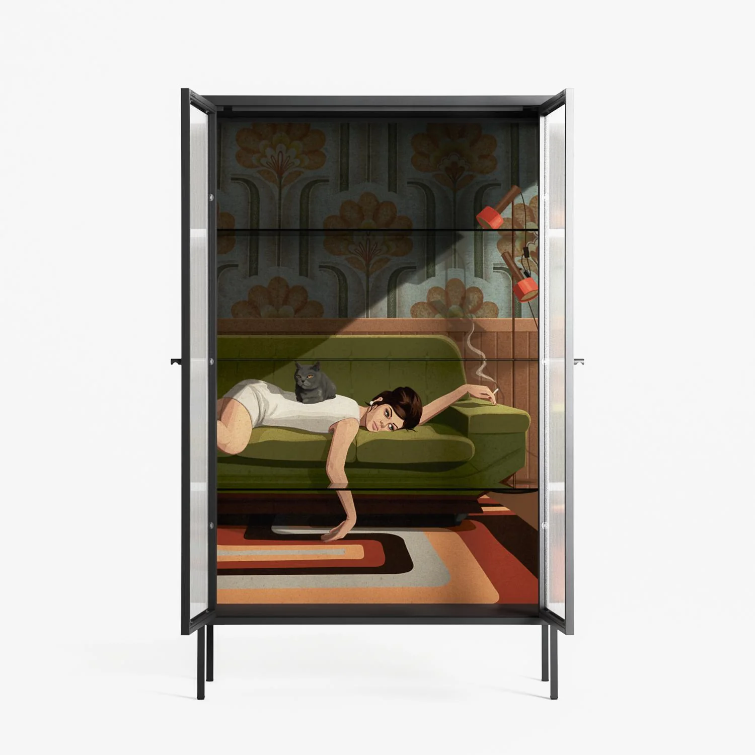 Waiting Game - Cabinet - Kristin Eriksson - Antracite - Reeded glass - Image 3