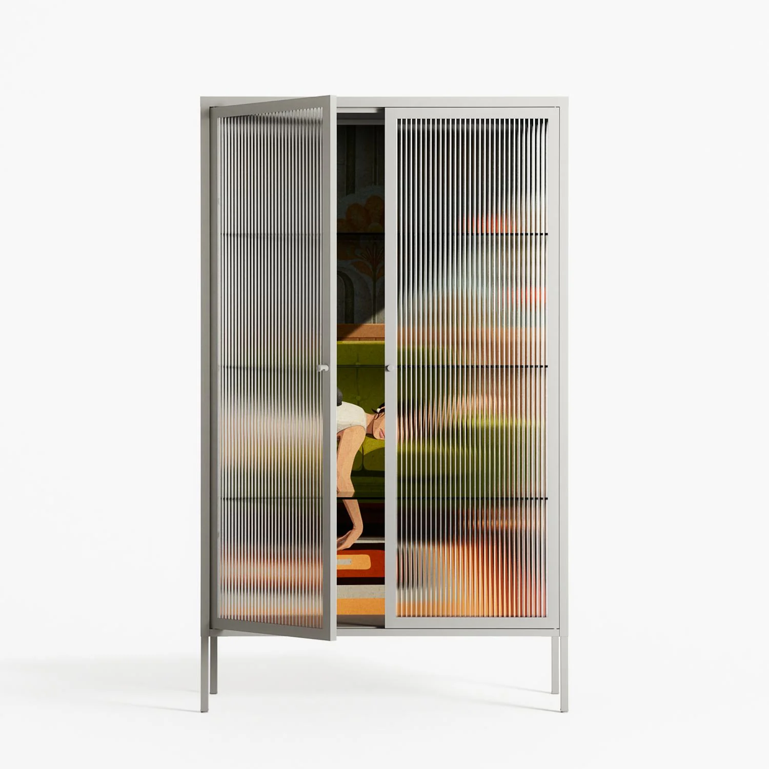 Waiting Game - Cabinet - Kristin Eriksson - Chalk - Reeded glass - Image 2