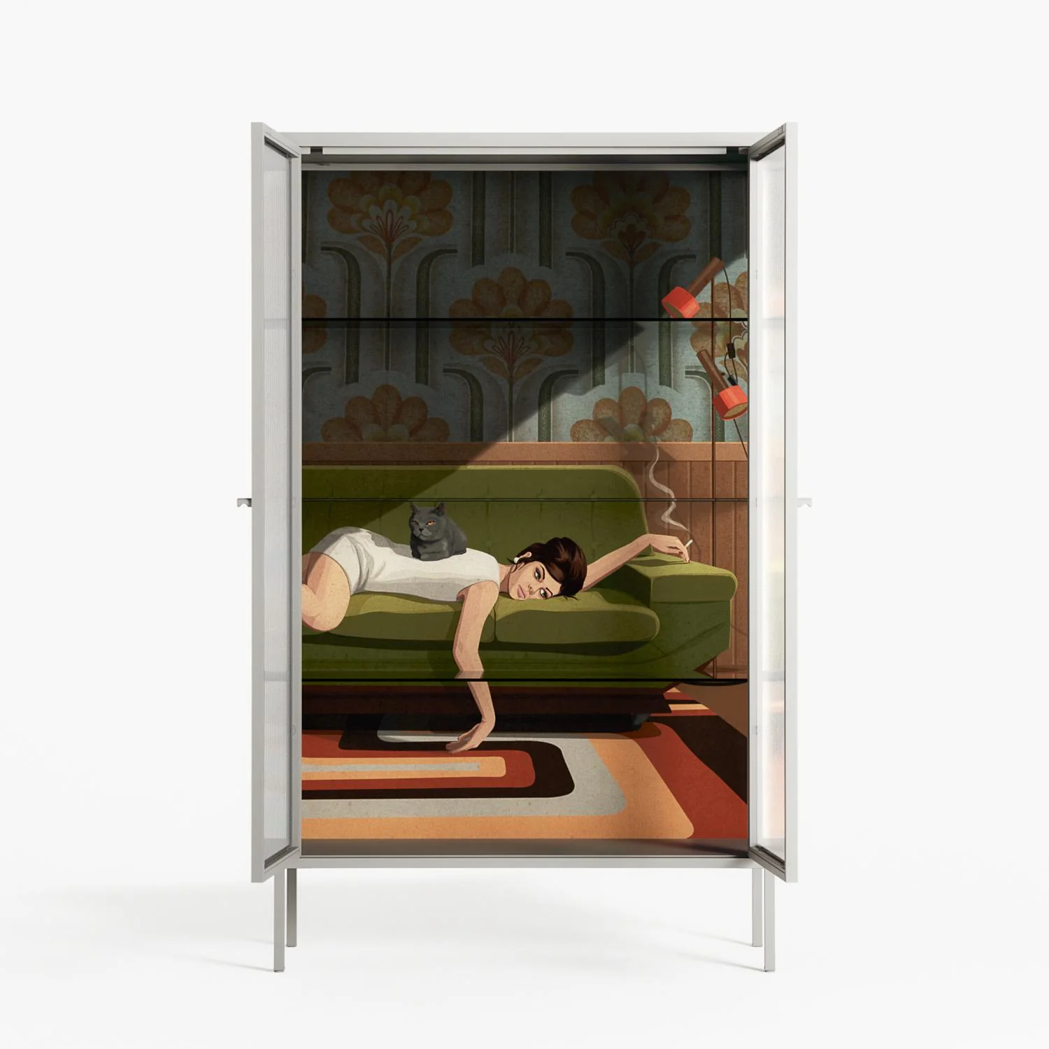 Waiting Game - Cabinet - Kristin Eriksson - Chalk - Reeded glass - Image 3