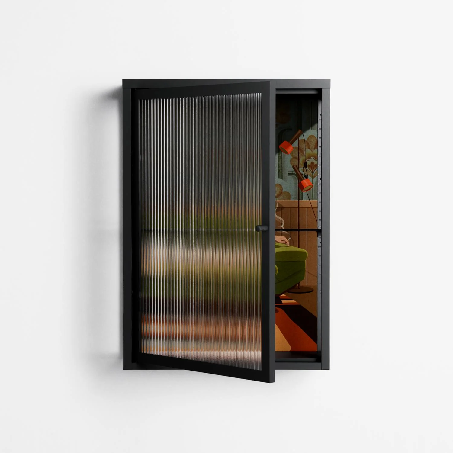 Waiting Game - Wall Cabinet - Kristin Eriksson - Antracite - Reeded glass - Image 2