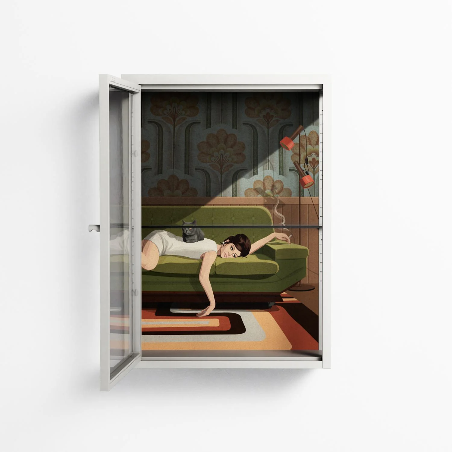 Waiting Game - Wall Cabinet - Kristin Eriksson - Chalk - Clear glass - Image 3