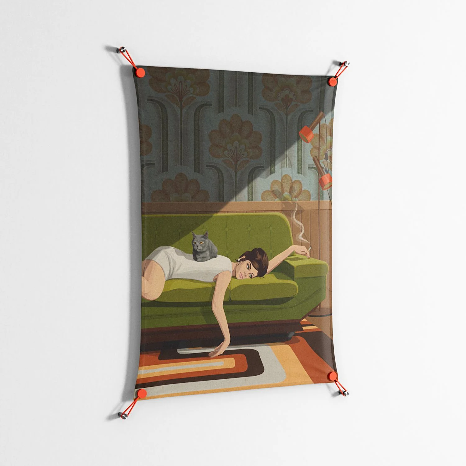 Waiting Game - Work On Wall - Kristin Eriksson - Orange - 70 x 100 cm - Image 2