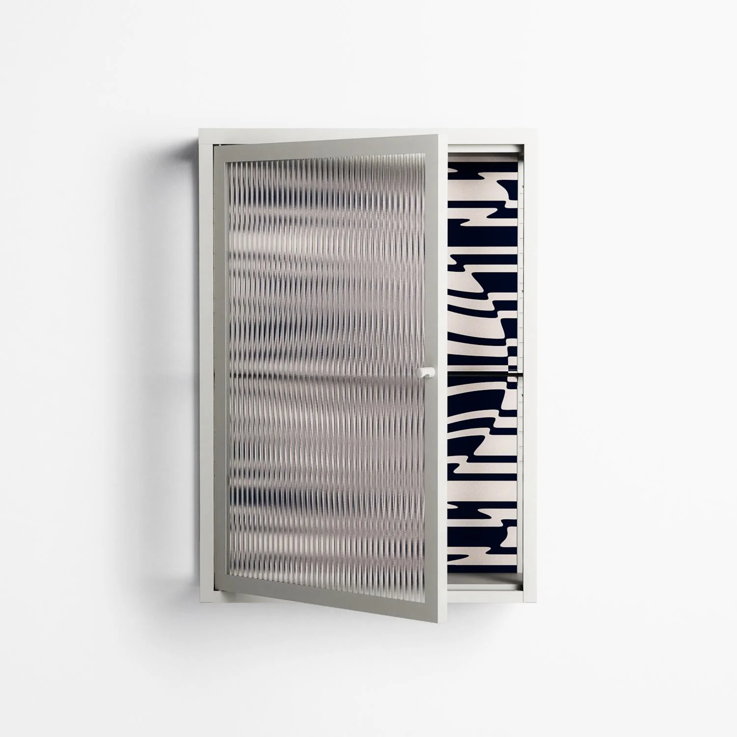 Wave Lens - Wall Cabinet - Oluwasheyi Adebayo - Chalk - Reeded glass - Image 2