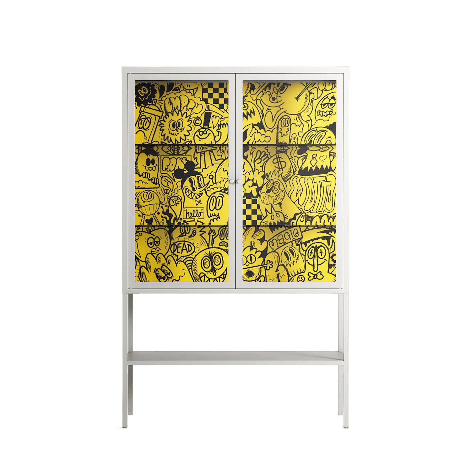 What a Mess - Loft Cabinet - Craig Watkins - Chalk - Clear glass
