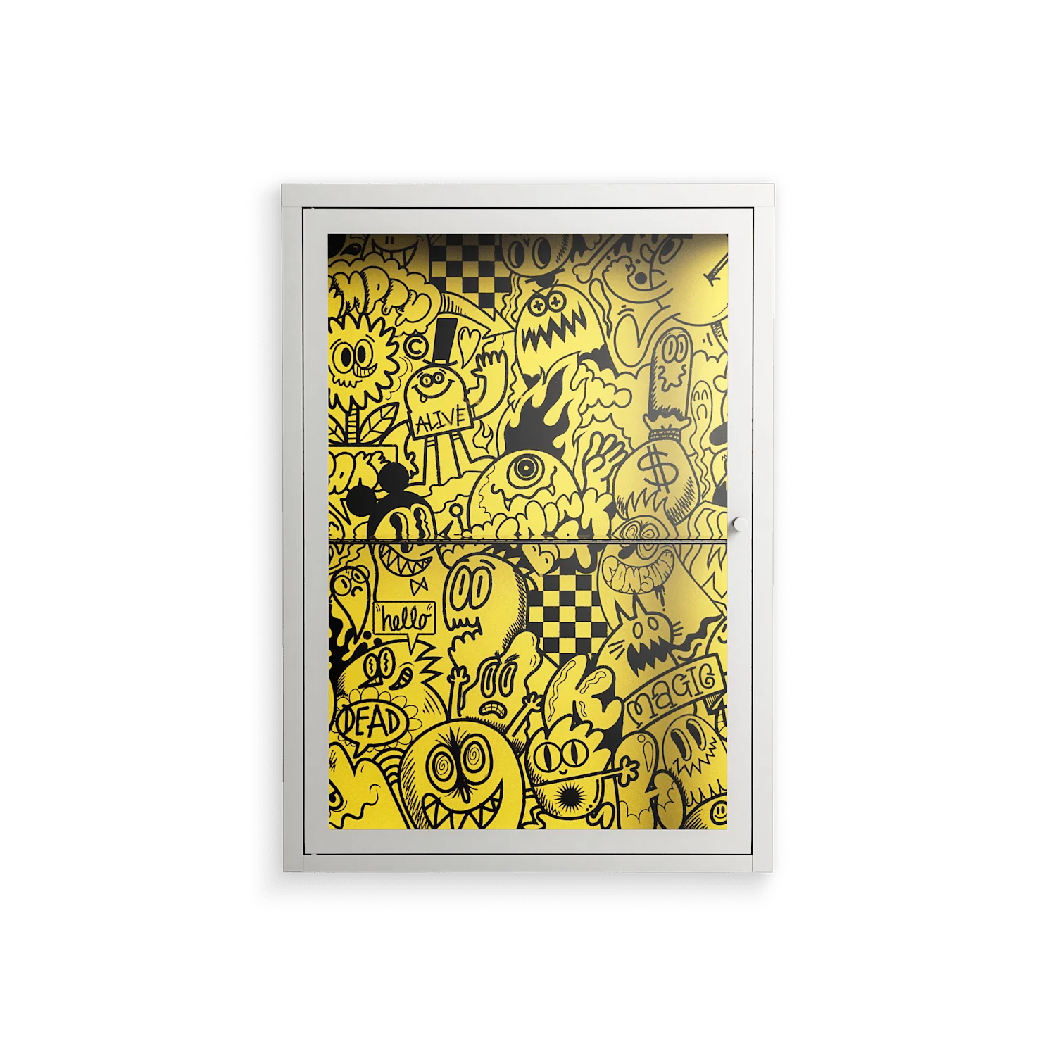 What a Mess - Wall Cabinet - Craig Watkins - Chalk - Clear glass