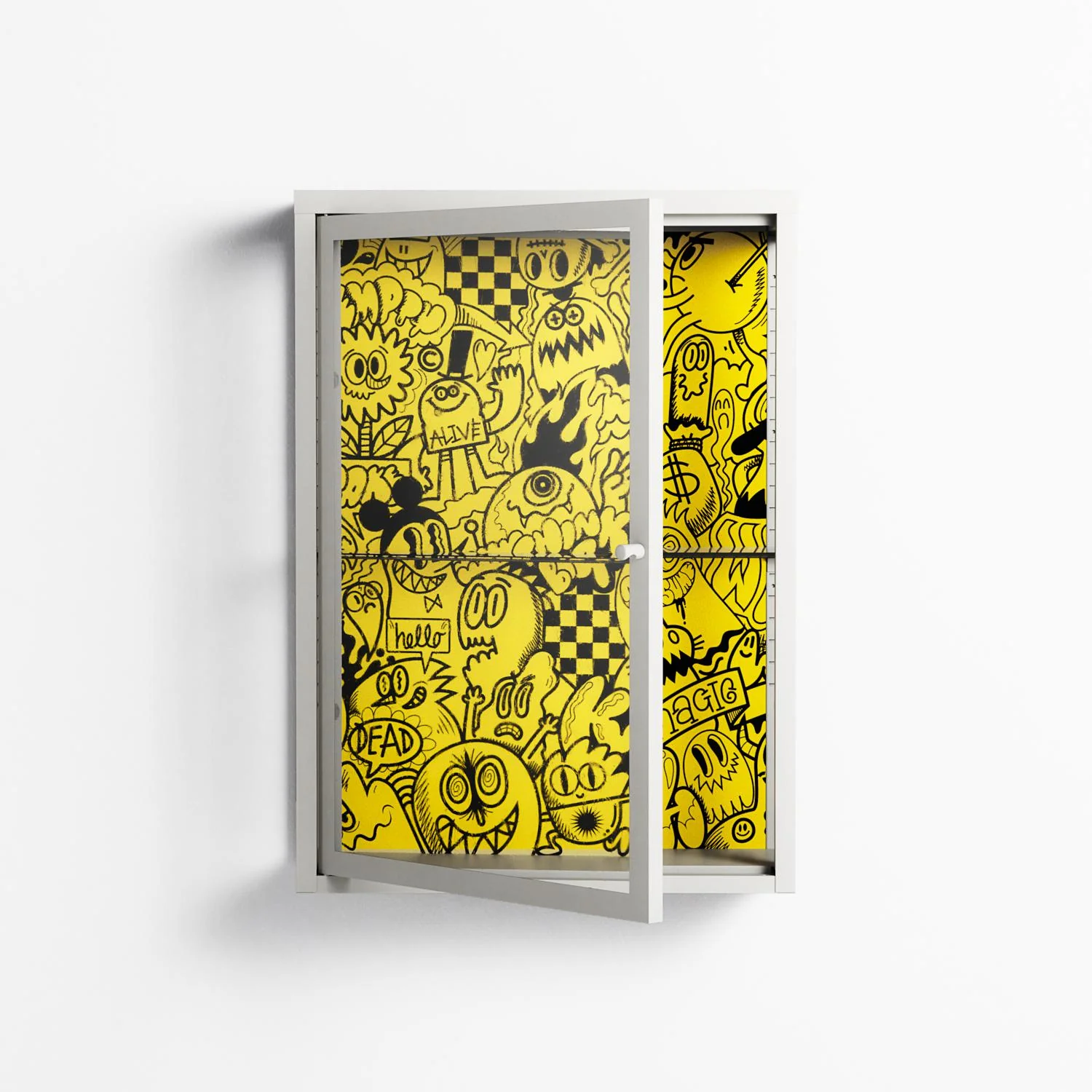 What a Mess - Wall Cabinet - Craig Watkins - Chalk - Clear glass - Image 2