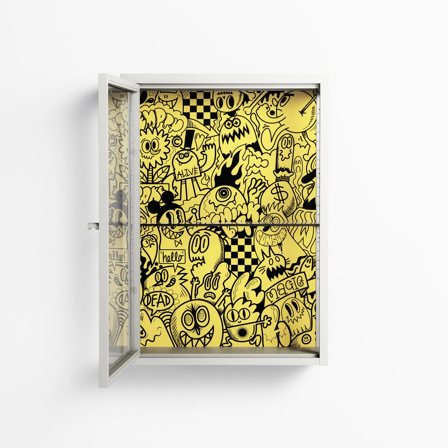 What a Mess - Wall Cabinet - Craig Watkins - Chalk - Clear glass - Image 3
