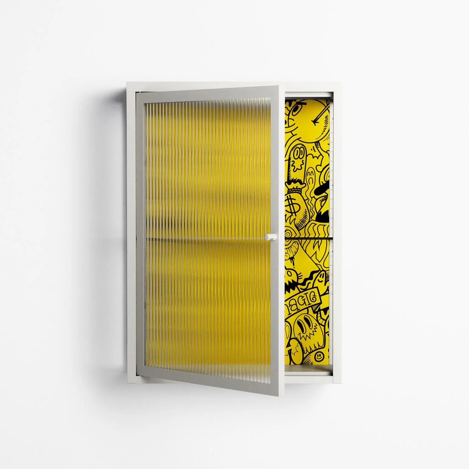 What a Mess - Wall Cabinet - Craig Watkins - Chalk - Reeded glass - Image 2
