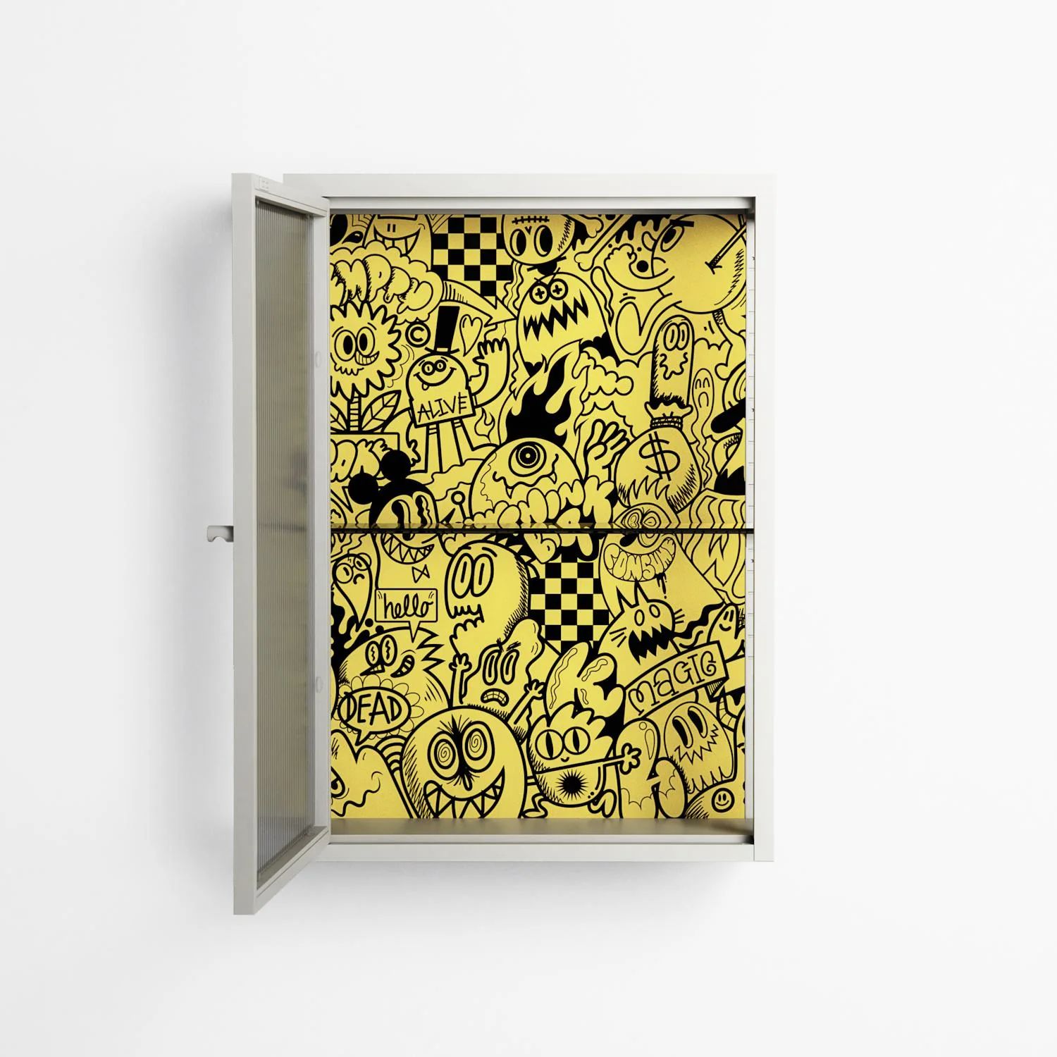 What a Mess - Wall Cabinet - Craig Watkins - Chalk - Reeded glass - Image 3