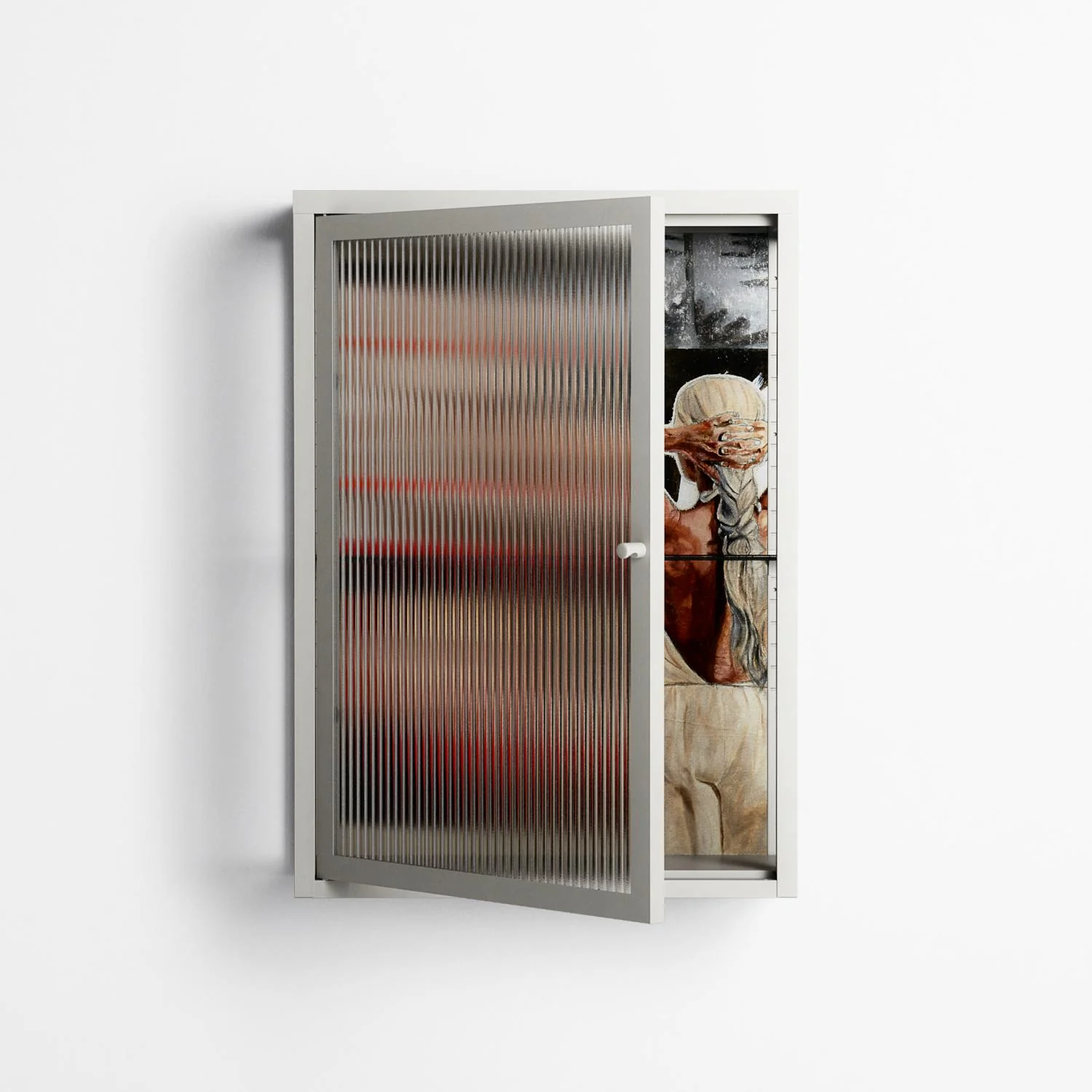 Where We Belong - Wall Cabinet - Sophie Goudman-Peachey - Chalk - Reeded glass - Image 2