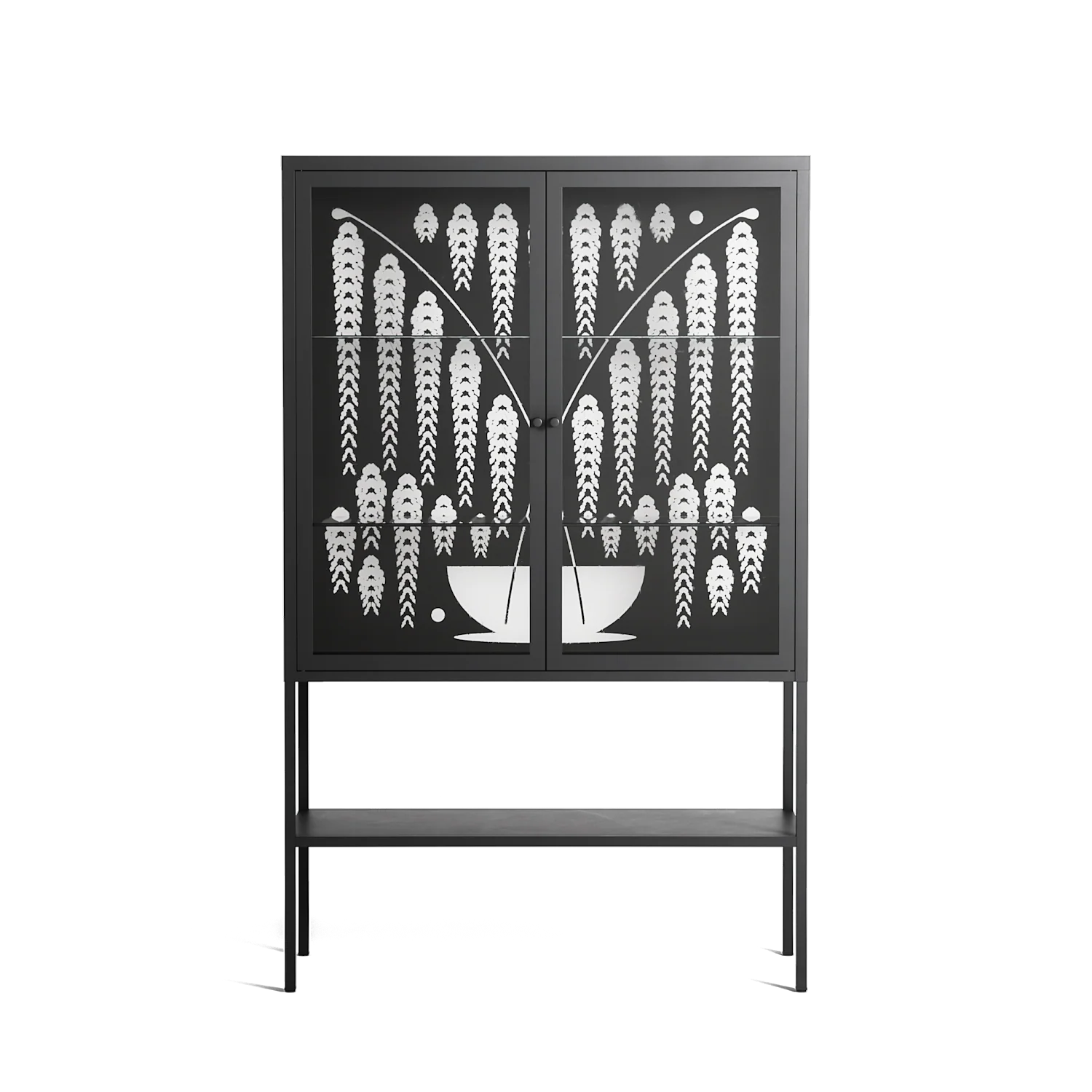White Fern - Loft Cabinet - Konrad Blaszczyk - Antracite - Clear glass
